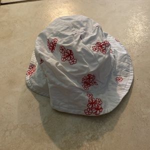 Baby Girl White and Red Floral Bucket Hat 0-3 Months 100% Cotton